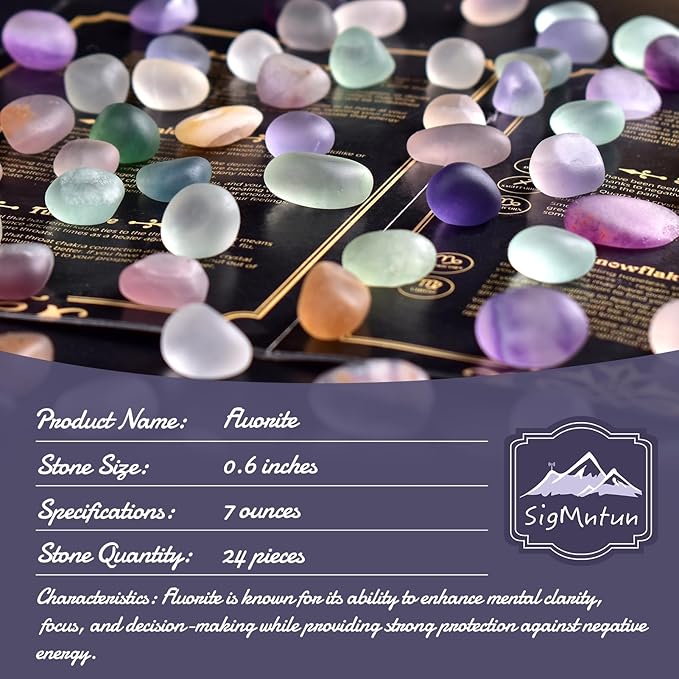 Tumbled Stone Set Fluorite Crystals, Handpicked Tumbled Gemstones Rocks, Pebbles for Reiki, Chakra, Healing, Home Decor 0.6" Inches 7 Ounces