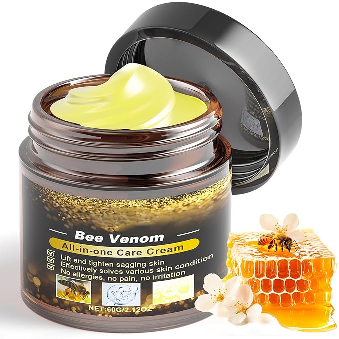 Bee Venom Cream, Anti Aging Treatment with Natural Ingredients, Bee Venom Skin Treatment Cream, Sensitive Skin Care for Back, Neck, Hands, Knee, 2.12OZ