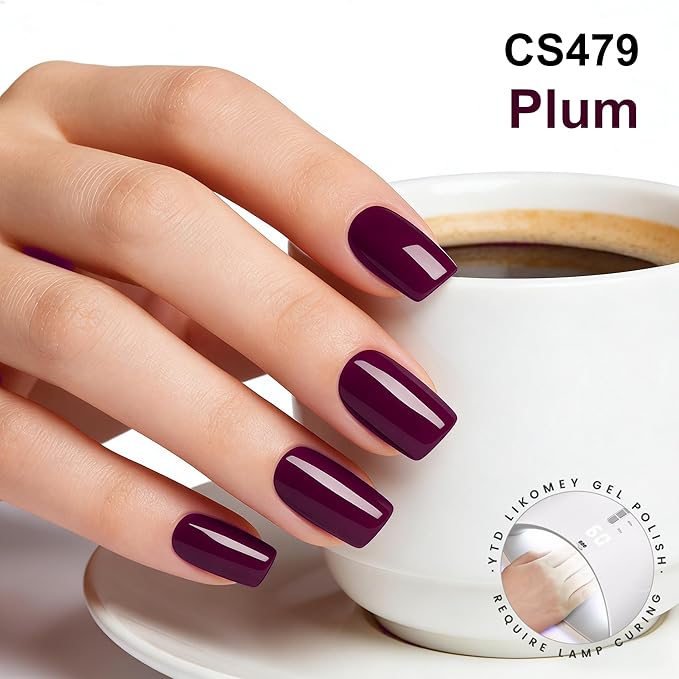 YTD Likomey Plum Gel Nail Polish,15ml Wine Purple Salon Home DIY Manicure and Pedicure Eggplant Fall Winter UV Color Varnish,CS479
