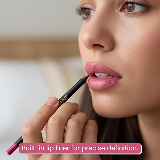 Matte Lipstick & Lip Liner Set for Women – French Kiss Shade – Long-Lasting Waterproof 2-in-1 Lip Kit – Smudge-Proof Liquid Lipstick with Precision Liner, Enriched with Vitamin E & Shea Butter