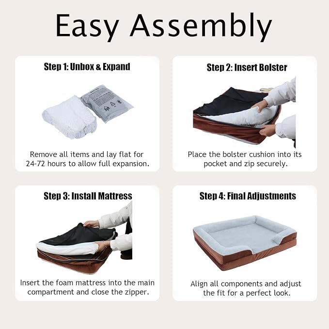 Orthopedic Dog Bed Medium Size Dog, Memory Foam Dog Bed Couch, 30" L | Dual-layer Foam Mat, Washable Cover&Waterproof, Contoured Bolster Design, Indoor&Car Truck, Pet Bed for Dogs Cats Up to 35lbs