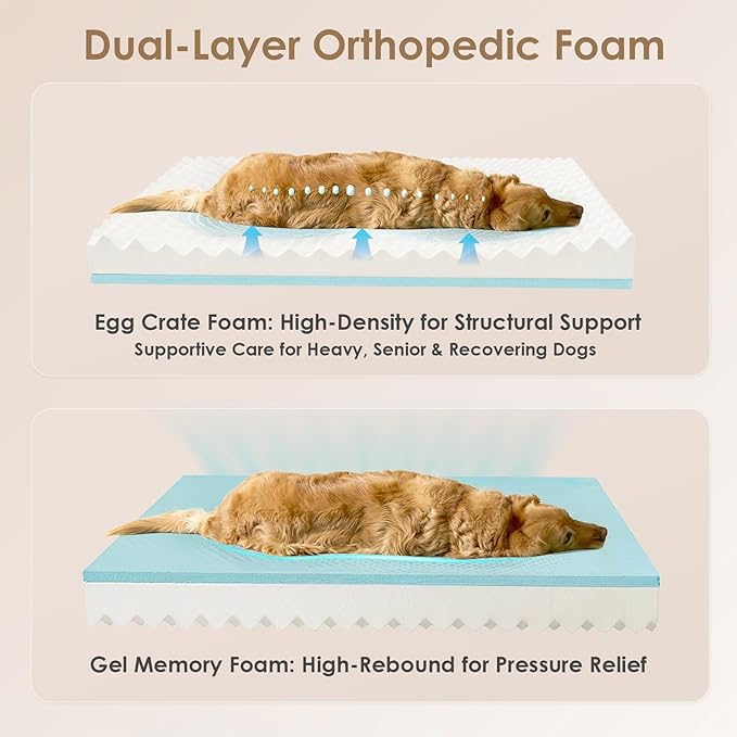 EHEYCIGA Orthopedic Dog Bed for Large Dog, Memory Foam Dog Couch, Purple | 41x27 Inch Large Sized Dog Sofa with Sides, Waterproof Liner & Washable Removable Cover, Bolster Pet Couch