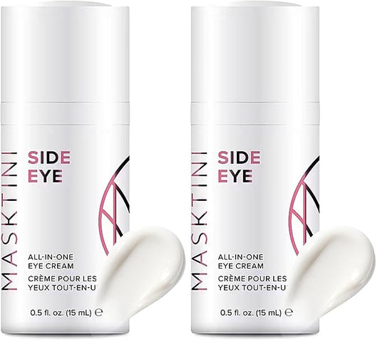 Masktini Side Eye All-in-One Eye Cream, 0.5 ounce - Face Moisturizer - with Apple and Green Tea Extracts - Collagen Boosting - Eye Cream for Puffiness (Pack of 2)