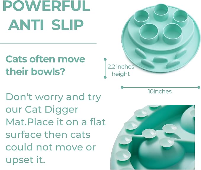 Puzzle Feeder Mat, Slow Feeder for Good Eating Habits, Cat Treat Toys, Interactive Cat Toys, Green