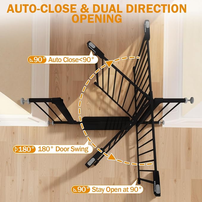 Mumeasy 29.7-43" Baby Gate for Stairs & Doorways, Pressure Mounted Dog Gate