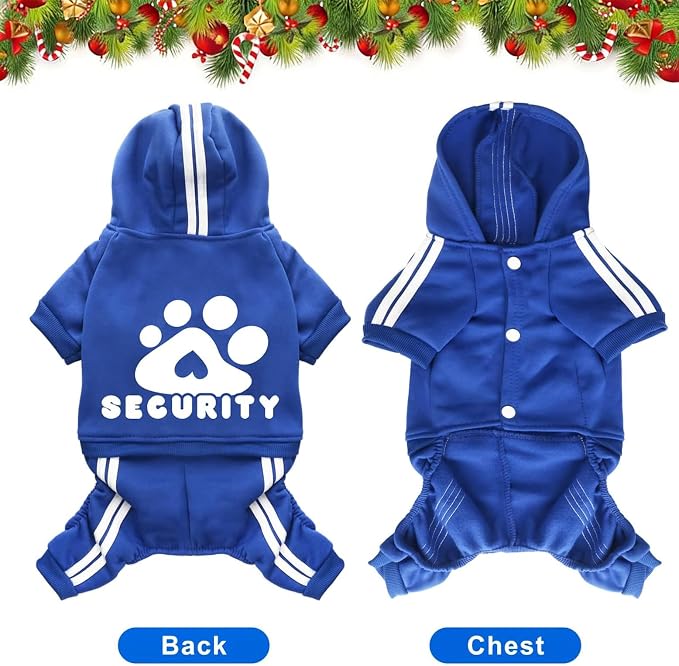 Dog Hoodie Security Clothes 4 Legs Jumpsuit Sweatshirt Hoodies Soft & Warm Dog Outfit Pullover Dog Winter Clothes Sweater for Small Medium Large Dogs Cats (Blue, XX-Small)