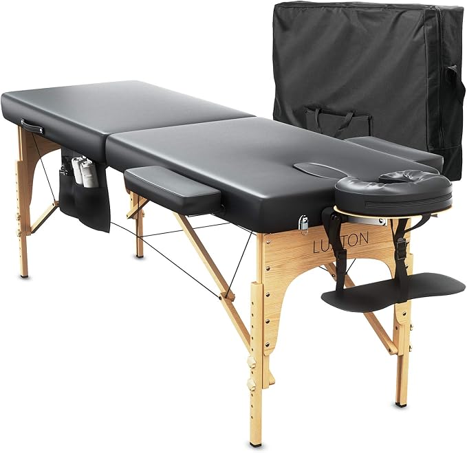 Premium Foam Massage Table Portable Foldable Massage Bed Height Adjustable, 72 Inches Long 27 Inches Wide Home Salon Spa Bed Tattoo Table with Accessories & Carrying Case, Easy Set Up