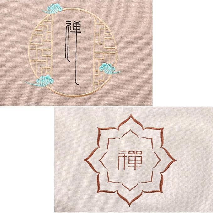 Round Meditation Cushion Mat Set with Washable Cotton Linen Cover, Larger Yoga Mat Bolster Floor Pillows Seating for Adults Meditation Accessories blue1-50cm