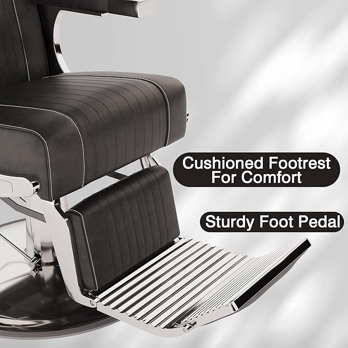 Barber Chair for Barbershop, Hydraulic Reclining Salon Chairs for Hair Stylist, 360 Degree Swivel Heavy Duty Salon Chair, Hair Chair with Adjustable Headrest and Footrest, Black