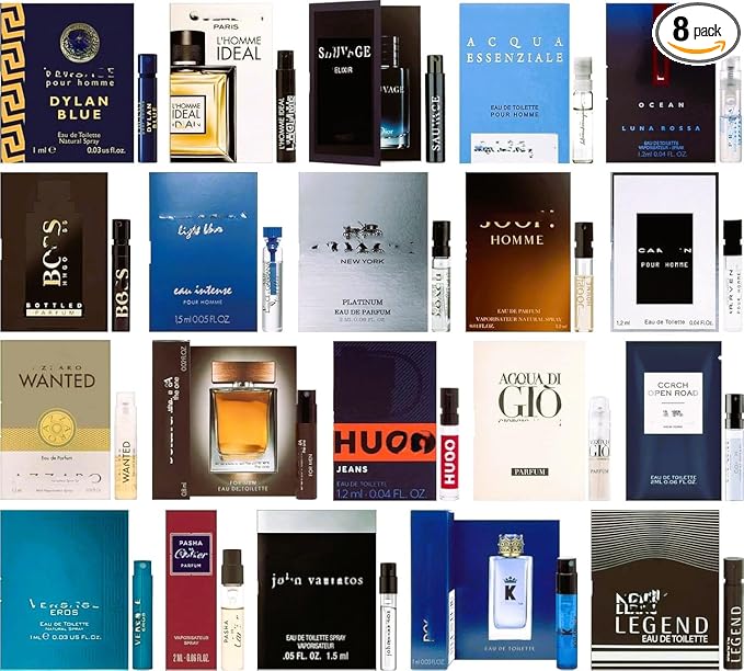 Men's Cologne Top Designer Best Rated Sample Lot - High End Niche Most Popular Fragrance Sampler Vial Set (8 Random Samples)