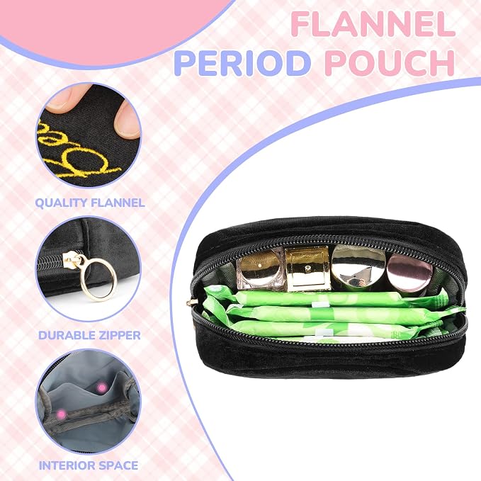 Flannel Sanitary Napkin Storage Bags Menstrual Cup Pouch Portable Zipper Nursing Pad Holder Tampons Collect Bags Feminine Menstruation First Period Kit Bag for Women Blue