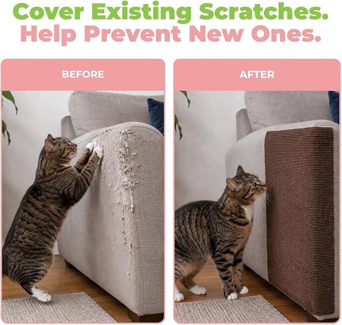 Catify Peel & Stick Cat Scratching Mat - Brown, L:78" | 78" x 15", Self-Adhesive Scratch Carpet, Furniture Protector for Couch, Sofa, Wall & Door, Indoor Kittens & Cats