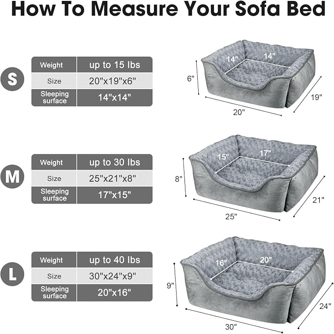 JOEJOY Rectangle Dog Bed for Large Medium Small Dogs - Washable Orthopedic Sofa Bed, Soft Breathable Puppy & Pet Cuddler, Durable Calming Dog Bed with Anti-Slip Bottom, Multiple Sizes, Grey