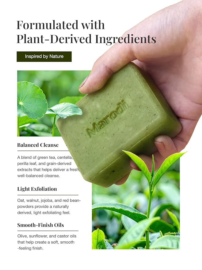 Body Scrub Bar Soap, 7 Oz (200g), Korean Exfoliating Body Wash Bar with Green Tea & Centella Extract, Subtle Fruity Citrus Scent, Deep Cleaning, Moisturizing & Refreshing, Sunrise Mist
