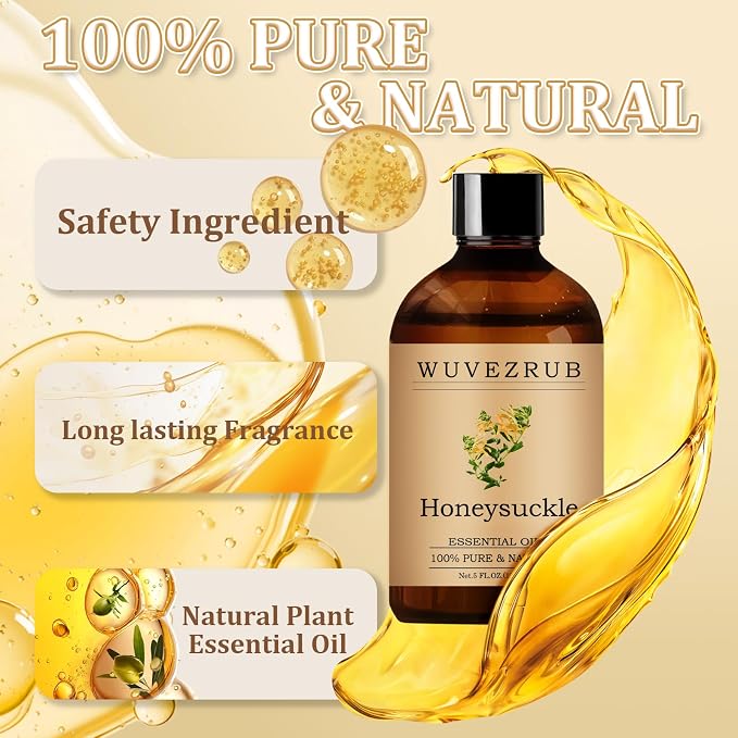 Honeysuckle Essential Oil– Huge 5 Fl Oz, 100% Pure and Natural Essential Oils for Diffuser, Aromatherapy, Soap and Candle Making, Premium Grade Honeysuckle Oil-150ML