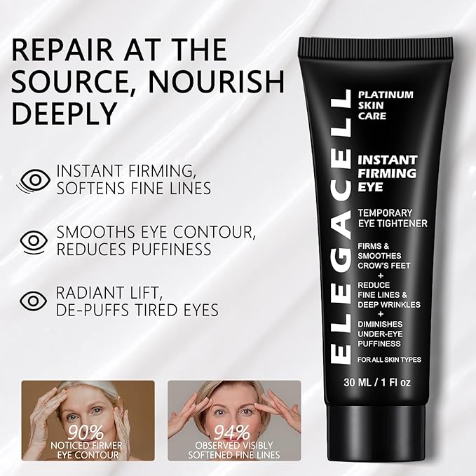 Temporary Instant Eye Tightener Cream - Reduces Bags & Puffiness, Smooths Wrinkles & Fine Lines in Minutes, Temporary Lift & Firm Under-Eye Area, Advanced Lightweight Formula, 1 Fl oz / 30ml