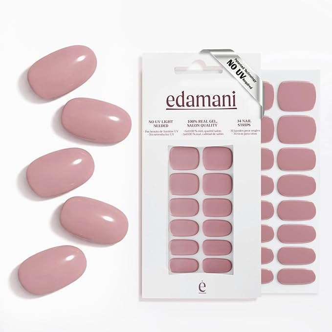34 Piece Fully Cured Gel Nail Strips With No UV Light Needed, 14+ Days Gel Nail Polish Stickers, Salon Quality, Easy to Apply & Remove – Toxin Free, No Damage (Parisian Flirt)