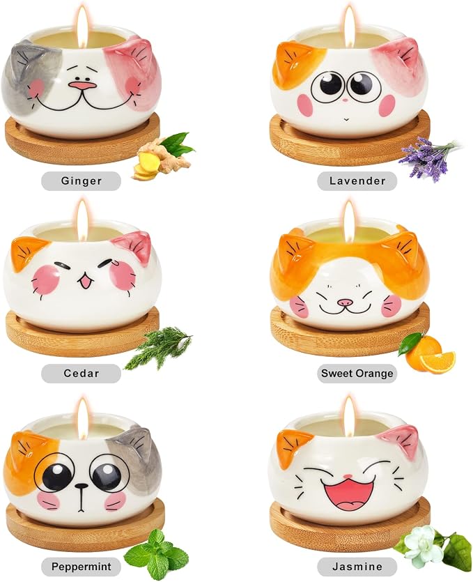 Kinforse Scented Candles Birthday Gifts for Women, Owl Gifts for Women, 6 Pack Novelty Owl Aromatherapy Candle Bulk Gift for Birthday Mother's Thanksgiving