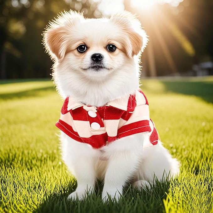 Pistha Dog Shirt Polo Shirt Striped Puppy Clothes for Boy Girl Pets | Dog Shirt Dog Clothes Pet Clothes with Summer Button Up for Small Medium Dogs Cats