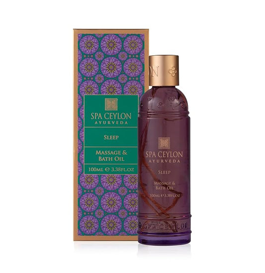 Spa Ceylon Sleep Massage & Bath Oil – Natural Ayurveda Body Oil with Lavender, Ylang Ylang & Patchouli – Calming Bedtime Massage, Bath & Moisturizer Oil – 100ml