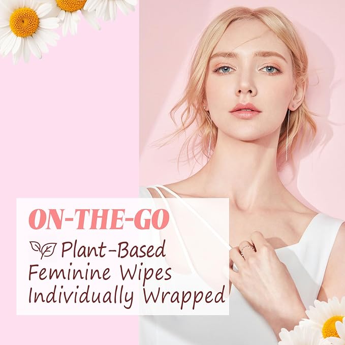 twoworld 60 Feminine Wipes Flushable Travel Individually Wrapped | Travel Wipes for Women,Feminine Care Wet Wipes Travel Size Vaginal Wipes for Adult,Girl and Homeless(Chamomile,Rose,Unscent)