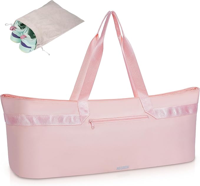 Large Yoga Mat Tote Bag for Women with Holder Strap,Pilates Gym Tote Bag with Shoes Bag & Wet Pocket