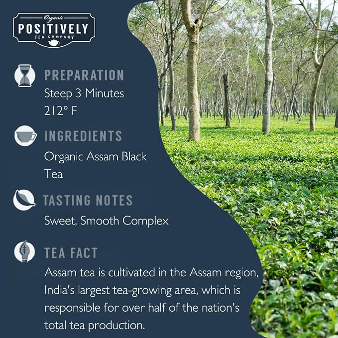 Organic Positively Tea Company, Assam TGFOP Black Tea, Loose Leaf, 4 Ounce