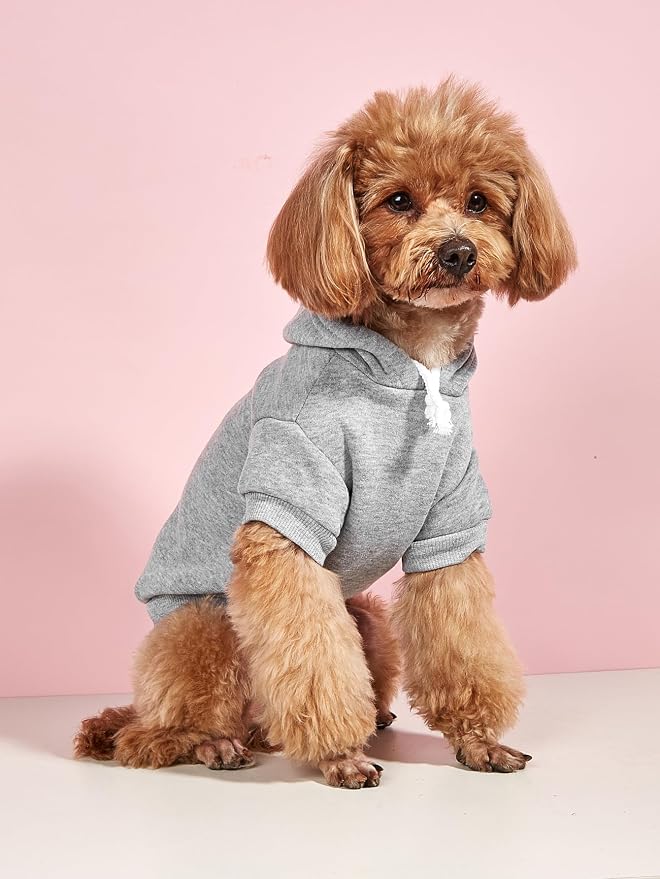 Basic Dog Hoodie Sweatshirt Puppy Sweater Warm Cat Costumes Pet Clothes for Chihuahua Puppy Kitten Small Medium Dogs Black and Grey X-Large