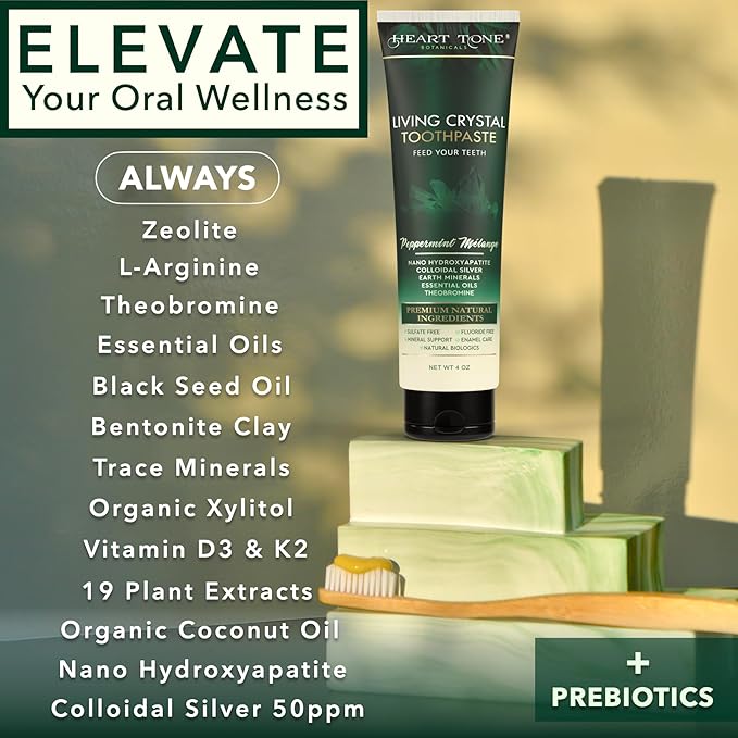 Heart Tone Botanicals Oral Care Set | Natural Toothpaste, Oil Pull & Mouthwash | Radiant Smile | Fluoride-Free & Clean Ingredients | Mineral Complex | Natural Enamel Care | Botanical Plant Based