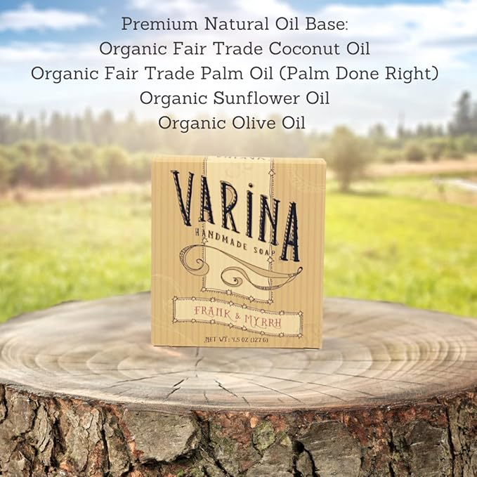 Organic Frank and Myrrh Bar Soap - Gentle Cleansing for Sensitive Skin, Earthy Scents - 3 Pack - Experience Healthy and Glowing Skin