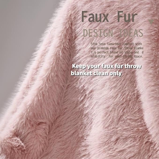 Luxury Fluffy Faux Fur Throw Blanket,Thick Fluffy Silky Fuzzy Cozy Blanket,Plush Blankets for Couch, Sofa, Chair, Bed-Pink,50x60 Inches