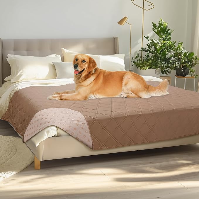 Luciphia Waterproof Couch Cover for Dogs, Non-Slip Pet Sofa Protector | Non-slip waterproof couch cover scratch-resistant machine washable protects sofa bed from spills fur, Light Brown, 68" x 82"