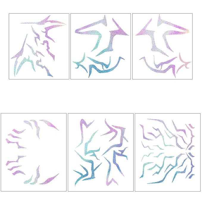 Cosplay Temporary Tattoos, 6 Sheets Holographic Tattoos Waterproof Body Art Prop for Cosplay Halloween Party Makeup Realistic Accessories