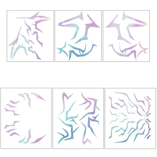 Cosplay Temporary Tattoos, 6 Sheets Holographic Tattoos Waterproof Body Art Prop for Cosplay Halloween Party Makeup Realistic Accessories