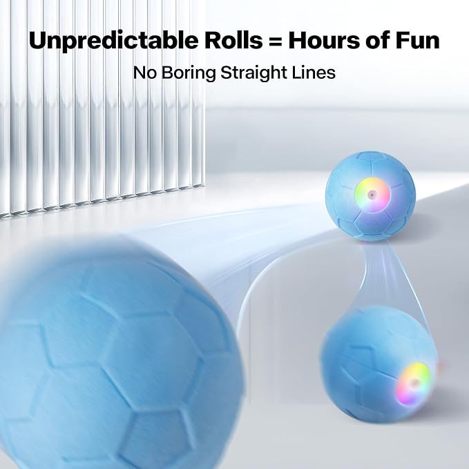 Pet Prime Interactive Dog Ball,Automatic Rolling Ball for Small,Medium & Large Dogs,Touch Activated Self Moving Toy with LED Lights, Upgraded ETPU Material,IP65 Waterproof for Indoor/Outdoor Play