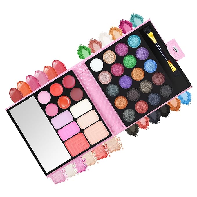 PhantomSky 32 Colors Eyeshadow Palette Makeup Contouring Kit Combination with Lipgloss, Blusher and Concealer #2 - Perfect for Professional and Daily Use