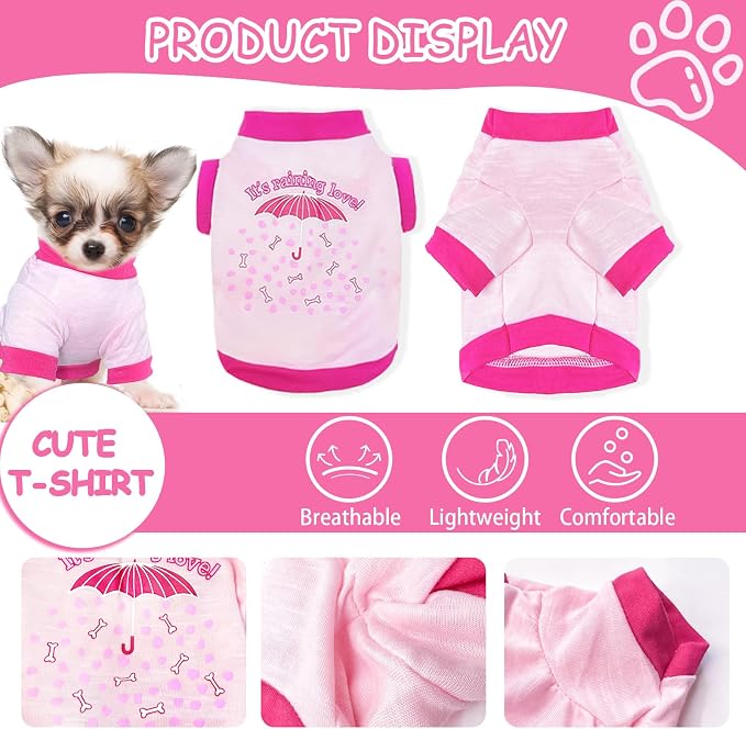 4 Pieces Girl Dog Clothes Spring Summer Dog Shirts Cute Soft Breathable Pet T-Shirt Puppy Clothes for Small Medium Dog Girl and Cat (Medium)