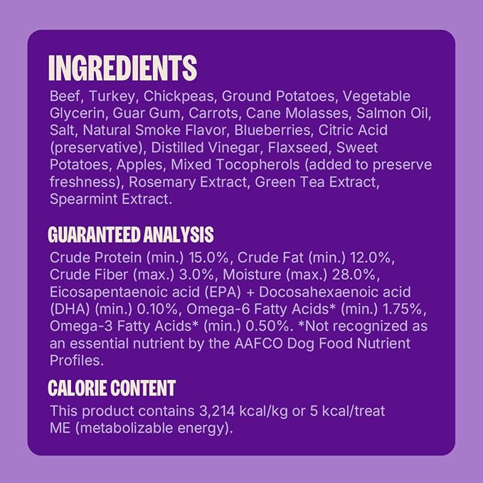 Wellness CORE Brainiac Soft Puppy Training Treats, Natural, Grain Free, Beef and Turkey Recipe, 6 oz Bag