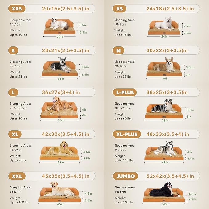 Orthopedic Waterproof Jumbo Dog Bed with Bolster for Extra Large Dogs | Pillow Support for Neck Relief, Egg Crate Foam, Waterproof Liner, Anti-Slip Bottom, Removable Bolster Cover, 53 x 42 Inch