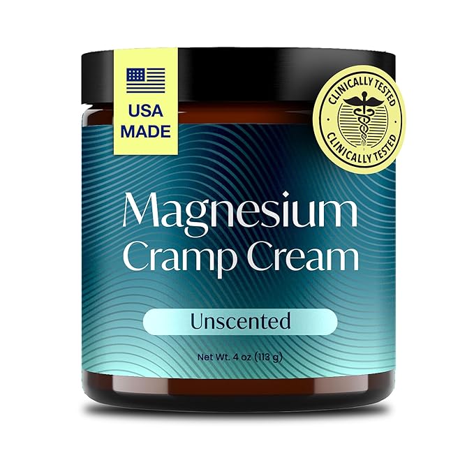 Magnesium Cream USA-Made Unscented Topical Magnesium Lotion for Feet Soreness, Muscle Balm Mag Oil Body Butter, Foot Cream for Feet, Rub for Muscle Soreness, 4oz