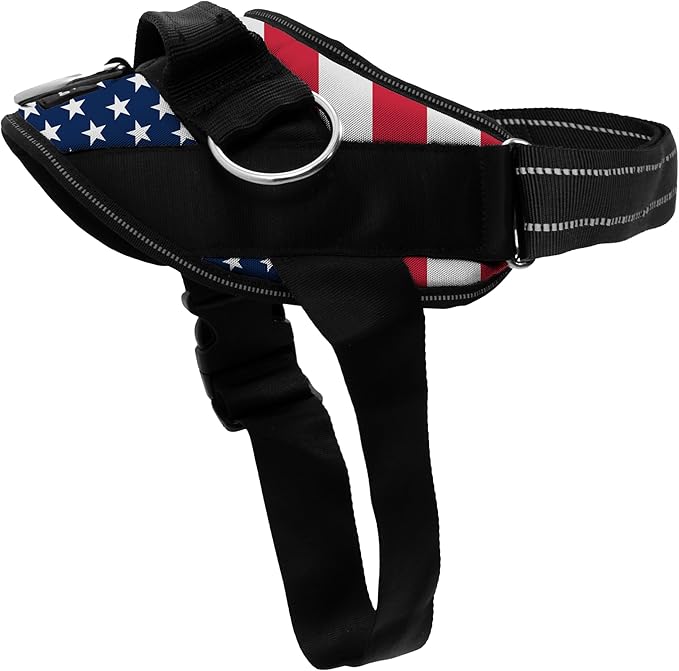 ShawnCo Essential Dog Harness, No-Pull Pet Vest (Stars and Stripes,S) | 3 Leash Clips, Easy On, No-Choke, Reflective, Adjustable Fit, Padded Comfort, Control Handle, For Small, Medium & Large Dogs
