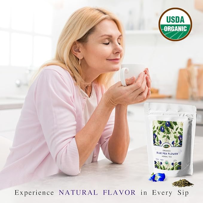 Oxify Organic Blue Pea Flower Herbal Loose Tea- 8 oz (8 oz, Blue Pea Flower)