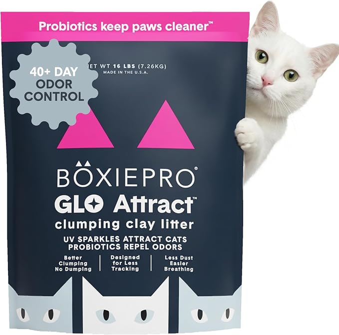 Boxie Glo Attract Clumping Cat Litter 40+ Day Odor Control Dust Free 16 lb