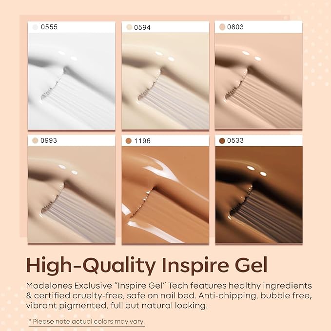 modelones Gel Nail Polish Set- 6 Colors White Nude Brown Gel Polish Skin Tone Neutral Beige Tan Taupe Nail Polish Kit Popular ALL Seasons Soak Off Soapnails Nail Art Manicure DIY Salon Gift for Women