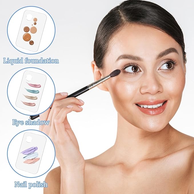 2 Set Acrylic Cosmetic Makeup Palette, Makeup Mixing Tray with Makeup Spatula for Cream Liquid Foundation Eye Shadow Lipsticks Nail Art Beauty Salon (Iridescent and Transparent)