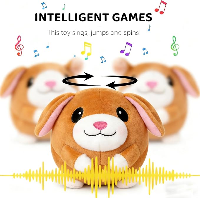 Interactive Dog Toys,Active Moving Pet Plush Toy with Recording and Music Modes, Jumping Squeaky Song shaking Interactive Dog Ball, Rechargeable Dog Toys to Keep Them Busy,Animal Plush Pet Toy (Dog)