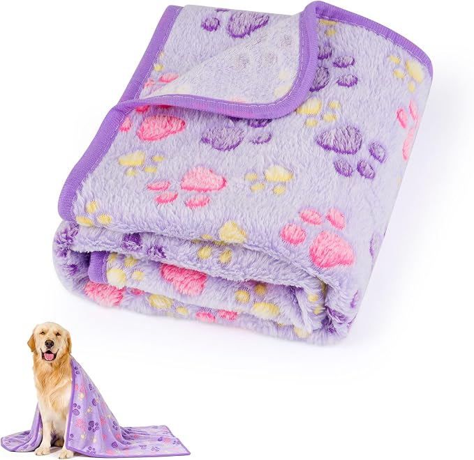 Dog Blankets for Medium Dogs, Cat, Premium Soft Dog Blankets for Small Dog | Washable, Puppy Blanket Dogs Essentials for Puppies (1, Purple, 41" x 30")