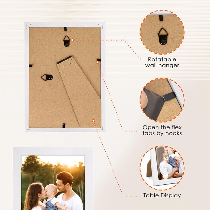 4x6 Picture Frame Set of 2, Photo Frame 4x6 with HD Plexiglass, White Picture Frames Collage for Tabletop or Wall Display