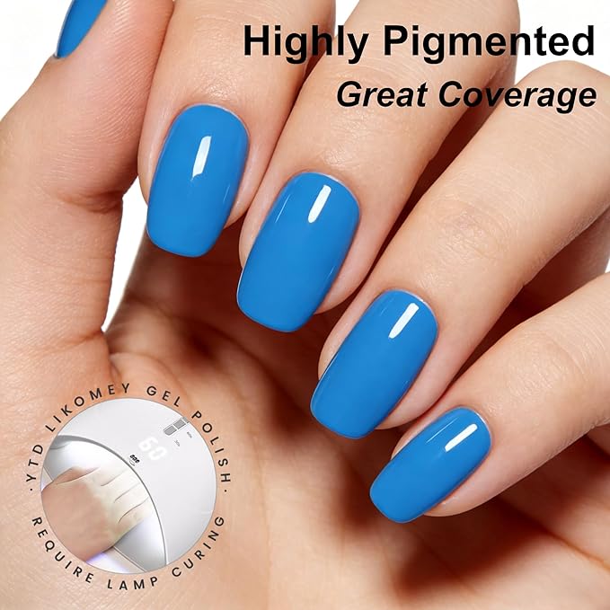 YTD Likomey Iris Blue Gel Nail Polish,15ml Salon Home DIY Manicure and Pedicure Fall Winter UV Color Varnish,CS458