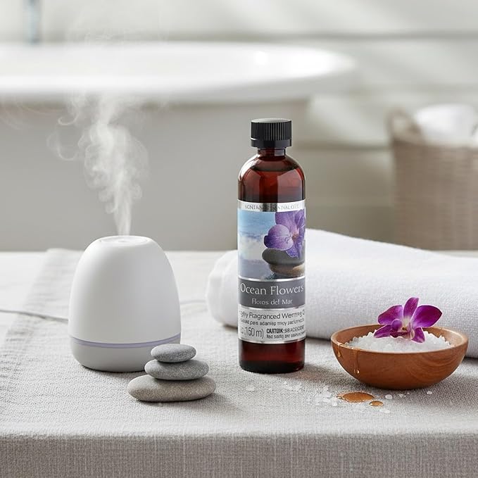 Hosley Set of 2 Ocean Flowers Fragrance Warming Oils 6 Ounce Bottles for Continuous Aromatic Bliss and Serene Coastal Ambiance Transform Your Space